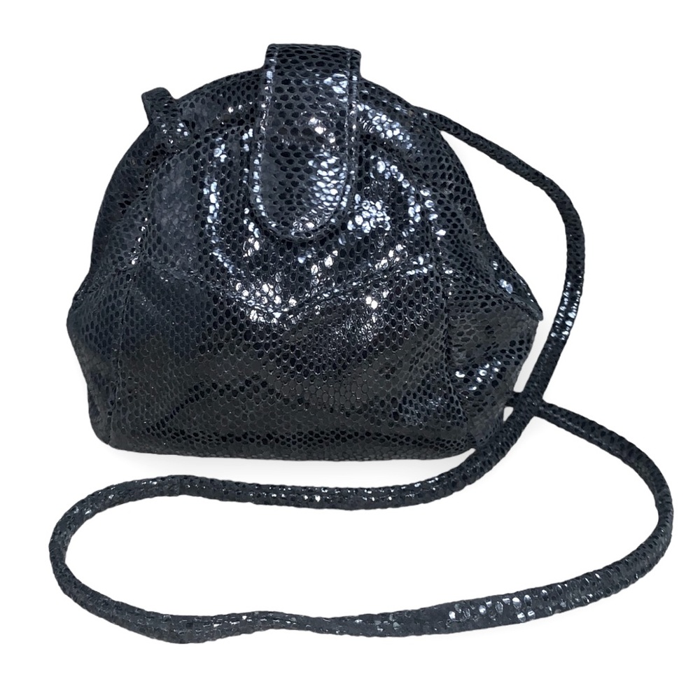 Bags by Pinky Black Sequins Clamshell Crossbody Purse